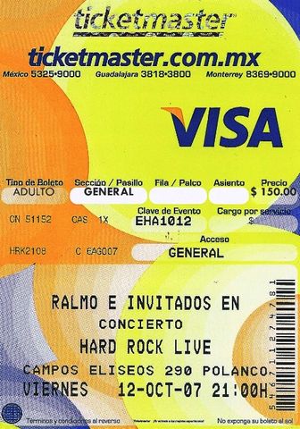 Ticket oficial Hard Rock 2007